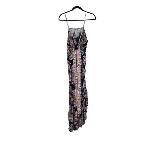 Free People That Moment Ruffle Smocked Lace Trim Maxi Dress Black Combo SZ M NWT - Picture 8 of 14